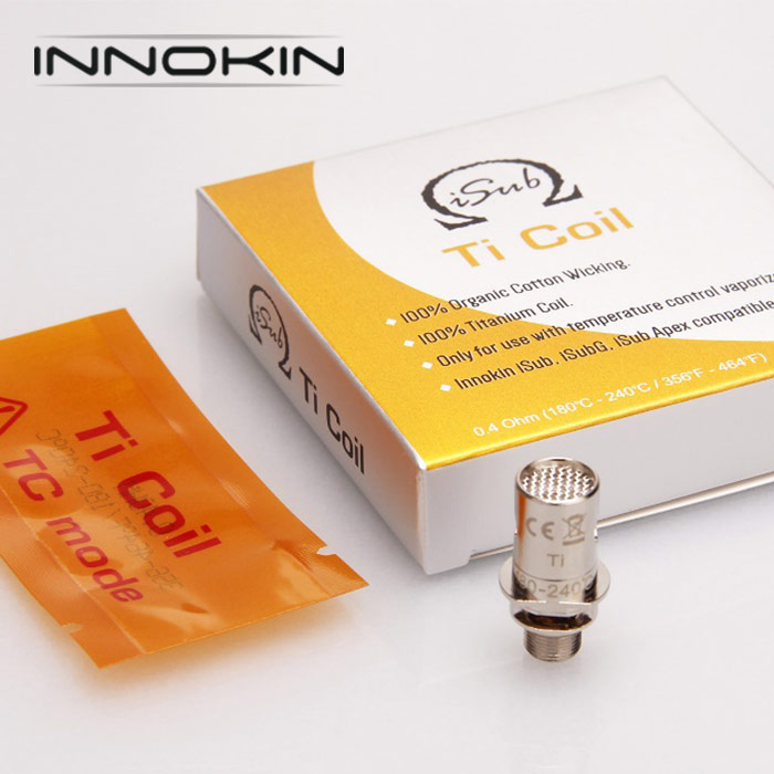5 pack - INNOKIN iSub Titanium 0.4ohm TC Atomisers