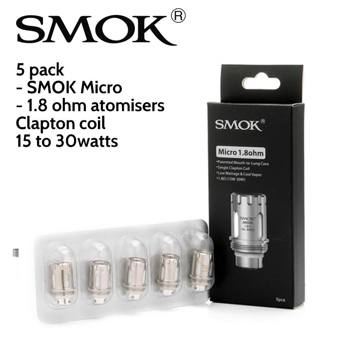 5 pack - SMOK Micro - 1.8 ohm atomisers