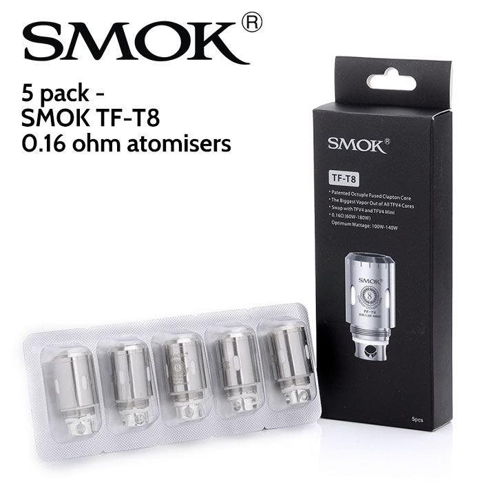 5 pack - SMOK TF-T8 0.16 ohm Octuplet Fused Clapton atomisers