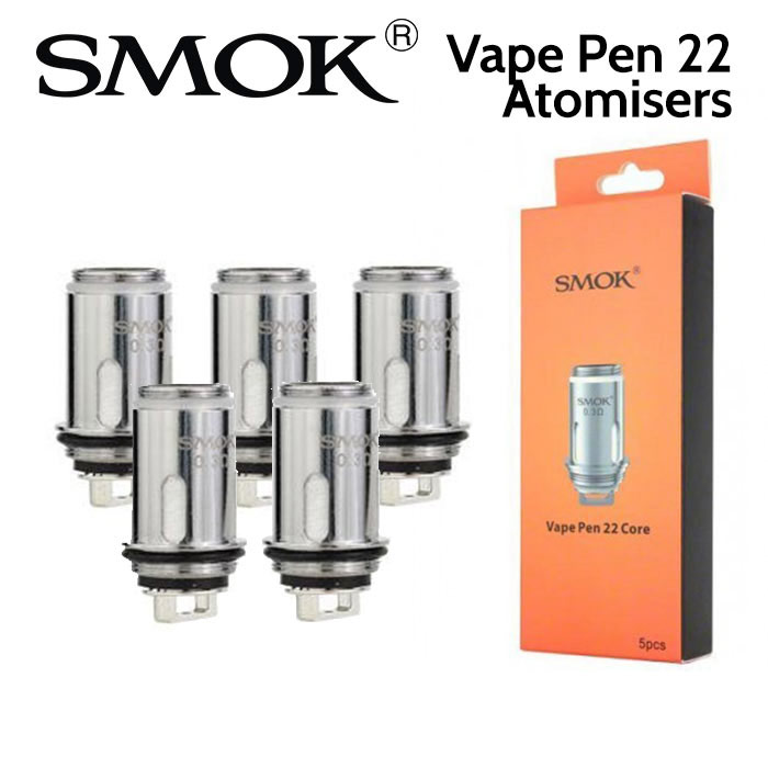 5 pack - SMOK Vape Pen 22 atomisers - 0.3 Ohms
