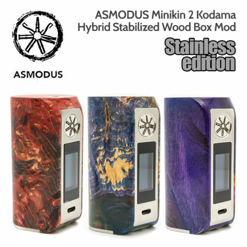 ASMODUS Stainless Steel Edition Minikin 2 Kodama 180w Hybrid Stabilized Wood Box Mod