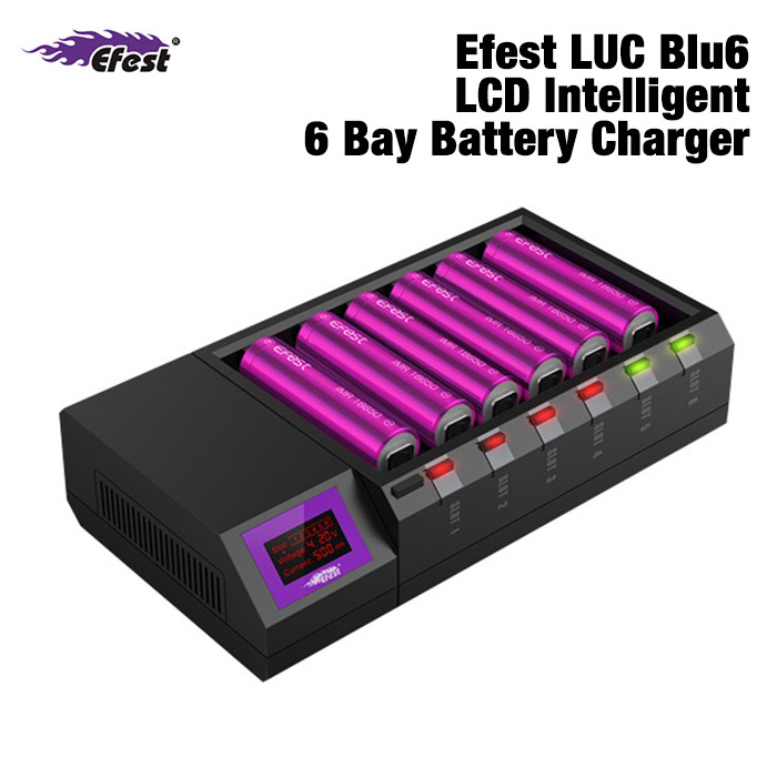 Efest LUC Blu6 LCD Intelligent 6 Bay Battery Charger