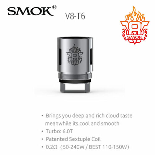 3 pack - SMOK V8-T6 0.2 ohm sextuple coil atomisers