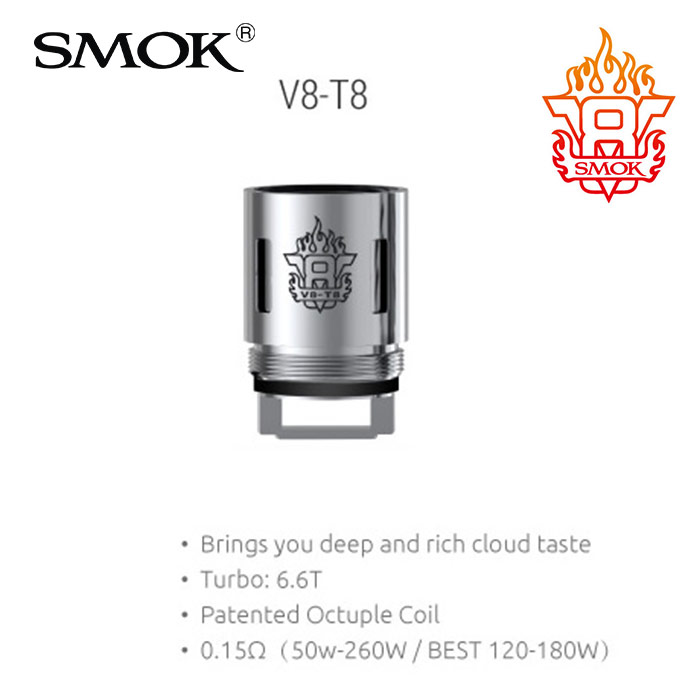 3 pack - SMOK V8-T8 0.15 ohm octupal coil atomisers
