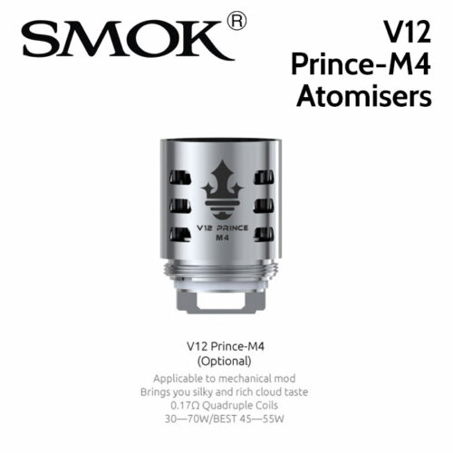 3 pack - SMOK V12 Prince-M4 0.17 ohm quad core atomisers