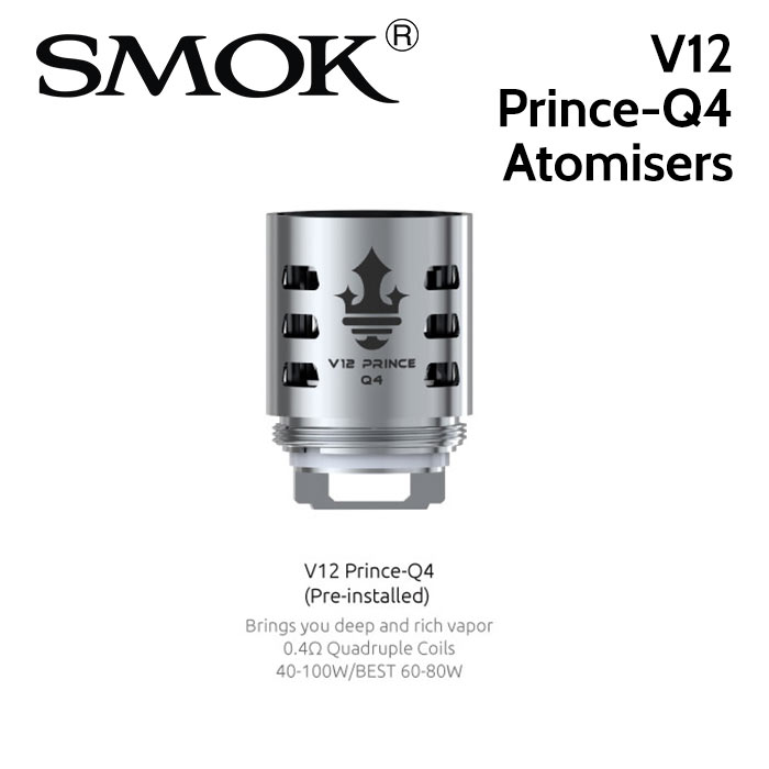 3 pack - SMOK V12 Prince-Q4 0.4 ohm quad core atomisers