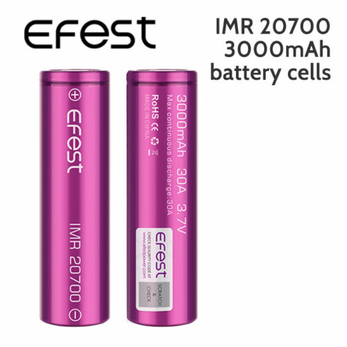 2 pack - Efest IMR 20700 Rechargeable 3000mAh batteries