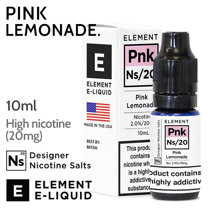 Pink Lemonade - ELEMENT NS20 high nicotine e-liquid - 10ml