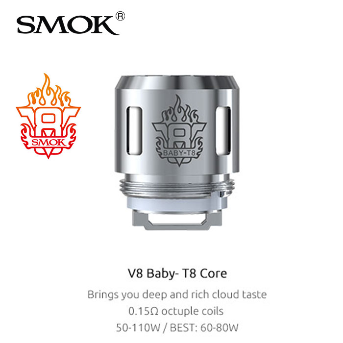 5 pack - SMOK V8 Baby T8 0.15 Ohm Octuple coil atomisers