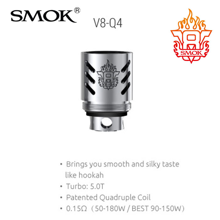 3 pack - SMOK V8-Q4 0.15 ohm quadrupal coil atomisers