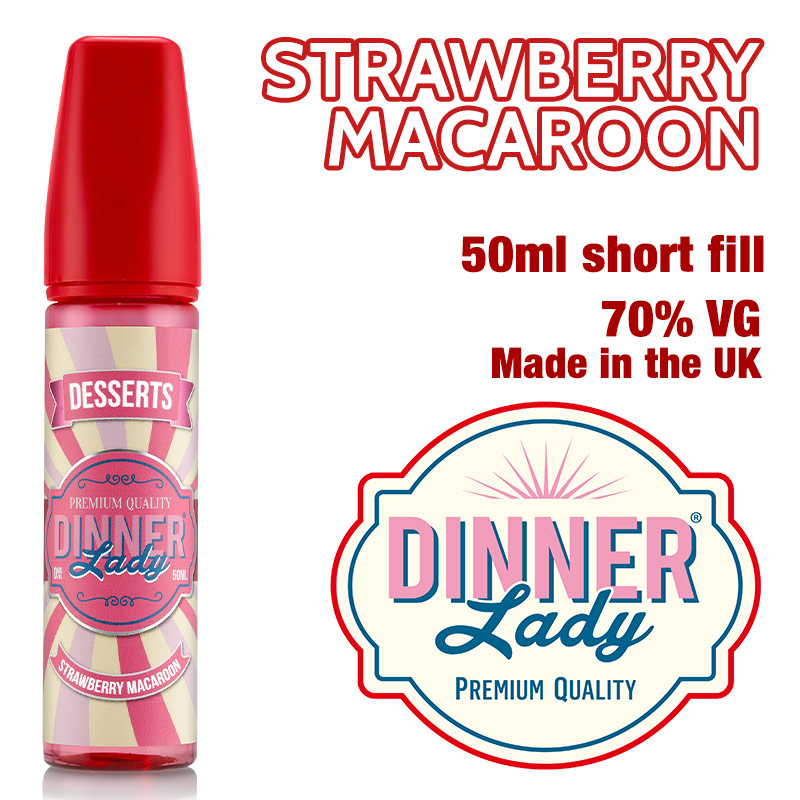Strawberry Macaroon e-liquid by Dinner Lady - 70% VG - 50ml
