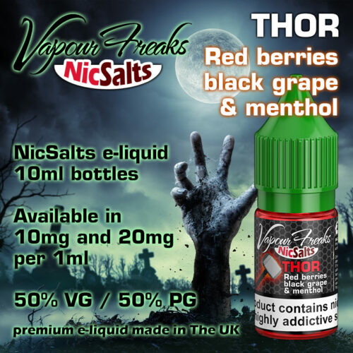 Thor - Red berries, black grape and menthol - Vapour Freaks NicSalts e-liquids - 10ml