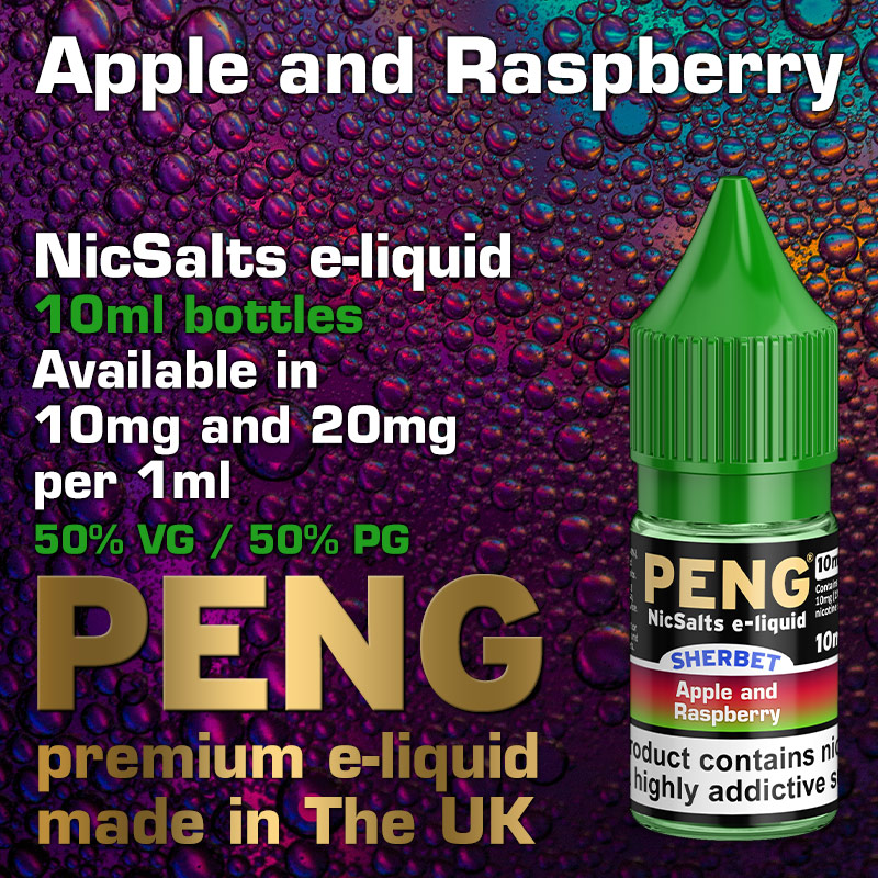 Apple and Raspberry Peng NicSalts e-liquids 10ml