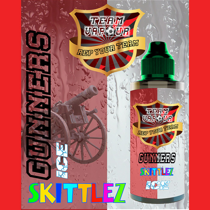 Gunners Skittlez Ice - Team Vapour e-liquid - 70% VG - 100ml